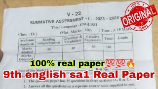 💯ap sa1 9th class english Question paper 20239th class hindi sa1 question paper 2023 with answers🔥 [upl. by Ahsac]