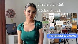 How to make digital vision board  step by step  Pinterest and Canva [upl. by Ayam]