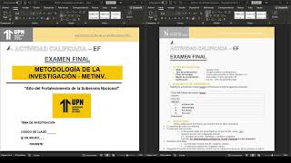 EXAMEN FINAL UPN  METODOLOGÍA DE LA INVESTIGACIÓN quotArtículo de Revisiónquot Desarrollado 923814524 [upl. by Lindgren]