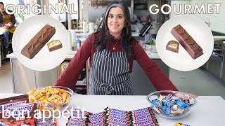 Pastry Chef Attempts to Make Gourmet Snickers  Gourmet Makes  Bon Appétit [upl. by Anairad]