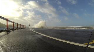 Waves Crashing Over Aberystwyth Sea Wall GoPro Hero 3 Black Edition [upl. by Lauren705]