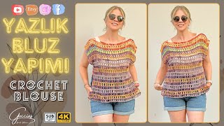 YAZLIK BLUZ YAPIMI CROCHET BLOUSE DIY SUB [upl. by Nylemaj]