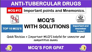 AntiTubercular Drugs MCQ  Quick Revision Carewell ClassesCarewell Pharma [upl. by Sailesh]