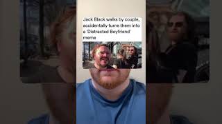 Jack Black walks by couple accidentally turns them into a ‘Distracted Boyfriend’ meme [upl. by Maro640]