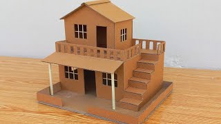 Making a House With Cardboard For School project How To Make Cardboard Modal House [upl. by Junius]