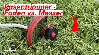 Rasentrimmer Faden vs Messer  Der große Vergleich Was ist besser [upl. by Rolyat]