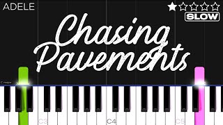 Adele  Chasing Pavements  SLOW EASY Piano Tutorial [upl. by Hilel]