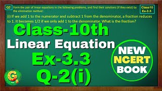 Class10 Ex33 Q2 i Linear Equation  New NCERT Math Book  Chapter 3 CBSE  Green Board Classes [upl. by Niamor]