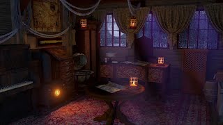 Captains Room on The Pirate Ship Ambience  Rain Crackling Fire Wood CreakingWave sound 10 Hours [upl. by Aiak]