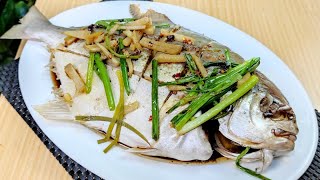 Steamed Pompano Recipe  Pompano Fish Steamed in chinese Style with Ginger amp Soy Sauce [upl. by Bailey]