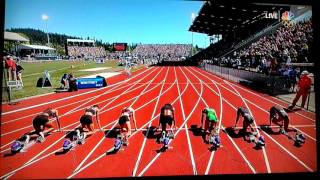 Jenna Prandini 1086Wind Aided 100m semi final Olympic Trials [upl. by Maurits]