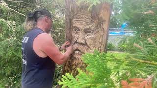 Spirit Face Stump Carving Wingham [upl. by Kendell]