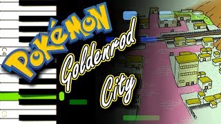 Pokemon  Goldenrod City Theme  Synthesia Piano Tutorial [upl. by Hyams]