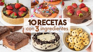 10 POSTRES con 3 Ingredientes SIN HORNO 🍫  Recetas Fáciles y Rápidas [upl. by Ateekram]