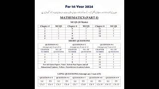 11th Class Pairing Scheme Math 2024  First Year Math Pairing Scheme 2024  1st year Math Pair 2024 [upl. by Neelrahc]