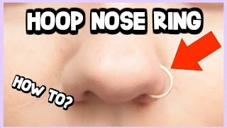 HOW TO PUT IN A HOOP NOSE RING  HELPFUL TRICK [upl. by Rexanna]