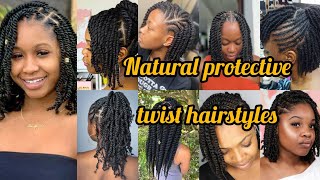 Natural protective twist hairstyles Twist hairstyles for natural hair  natural hairstyles [upl. by Ferree]