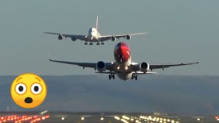 😲 Amazing  Emirates A380 landing with a B737 taking off [upl. by Edmanda343]