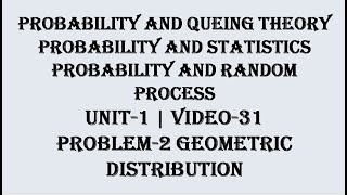 GEOMETRIC DISTRIBUTION PROBLEM2 PROBABILITY VIDEO31 [upl. by Annahaj]