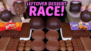 ASMR LEFTOVER DESSERT RACE MALTESERS CHOCOLATE COVERED MARSHMALLOWS MILKA CAKE KINDER ICE CREAM [upl. by Vallo575]