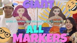 GIANT ALL MARKERS CHALLENGE MOANA EDITION [upl. by Nospmas]