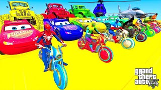 TRANSPORTING PIXAR CARS amp FRUITS WITH COLORED amp JOHN DEERE vs CLAAS vs TRACTORS  BeamNGdrive 962 [upl. by Dlaner]