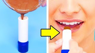 DIY EDIBLE LIPSTICKS  MAKEUP HACKS CRAFTS WITH FOOD [upl. by Ynnot423]