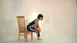 Cherie demos chair piriformis  Hip pain and sciatica selftreatment  Stretch Therapy [upl. by Sib]