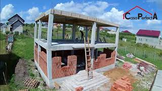 Construirea casei cu structura pe cadre si zidarie ceramica Brickston Timelapse [upl. by Otrebmal]