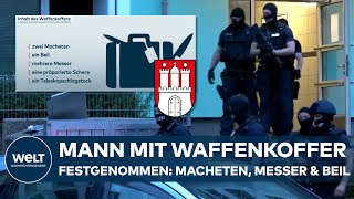 HAMBURG MANN MIT WAFFENKOFFER festgenommen  PolizeiGroßaufgebot bei Hausdurchsuchung [upl. by Ycat286]