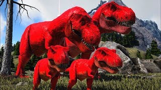 Família Red T Rex A Espera Do Nascimento Dos Bebês Red Pai Feliz Ark Dino Evolved PTBR [upl. by Neelhtac259]