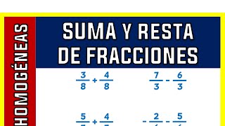 SUMA Y RESTA DE FRACCIONES HOMOGÉNEAS [upl. by Erlina]