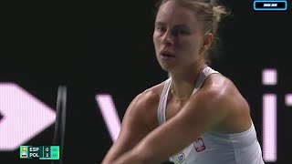 Sara Sorribes Tormo vs Magda Linette Highlights  Billie Jean King Cup 2024 [upl. by Llerahc]