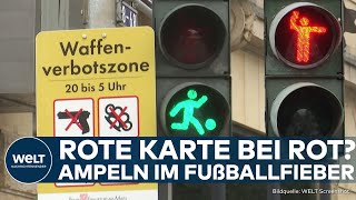 EM 2024 Frankfurter Ampeln zeigen die Rote Karte Fußballfieber im Stadtverkehr [upl. by Ndnarb]