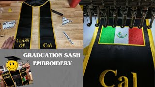 How I hoop and embroider on a Graduation Sash using a TAJIMA TMBP2 [upl. by Aivonas]