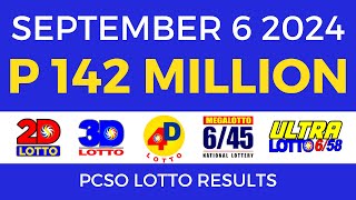 Lotto Result Today 9pm September 6 2024  PCSO Complete [upl. by Drarrej]