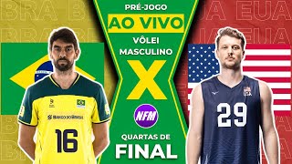 🇧🇷 BRASIL X ESTADOS UNIDOS 🇺🇸  OLÍMPIADAS VÔLEI MASCULINO PRÉJOGO AO VIVO COM IMAGENS DO ESTÚDIO [upl. by Senoj]