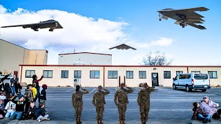 American B2 Fighter of the Future Lands at Edwards AFB [upl. by Ahsitul]