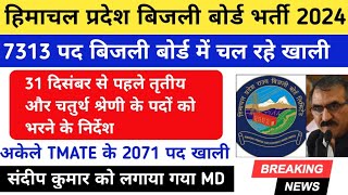 हिमाचल प्रदेश बिजली बोर्ड भर्ती 2024 Hpseb TMATE Helper bharti new update HP bijli board bharti [upl. by Tremann]