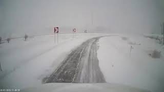 FULL VIDEO DashCam Semi Truck crashing with two cops car during snowstorm [upl. by Hauhsoj667]