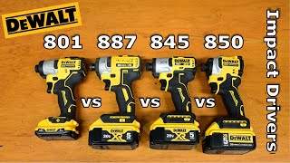 Top Best Dewalt Impact Driver Comparison Part 1  DCF845 vs DCF850 vs DCF887 vs DCF801 [upl. by Hanoj]