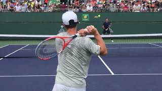 Schwartzman and Federer  2019 Indian Wells Practice Clip 2 [upl. by Banyaz987]