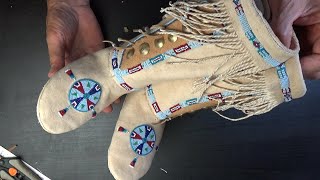 Beadwork project8  Southern Plains HiTop Moccasins for Young Girls [upl. by Weidar]