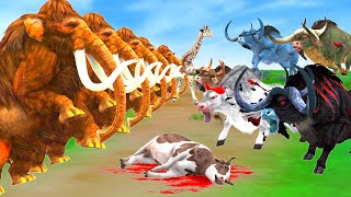 10 Giant Bulls Vs Woolly Mammoth turns into Zombie Mammoth Fight Zombie Bull Rescue Save Elephant [upl. by Nohsyar834]