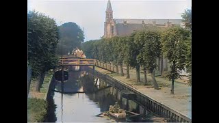 Beautiful Bolsward amp Sloten in Friesland Netherlands in 1924 in color AIenhanced amp colorized [upl. by Thun]