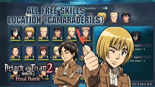 All free skills amp camaraderie guide  Attack On Titan 2 Final Battle [upl. by Earleen]