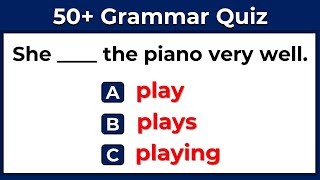 Grammar Quiz। 50 English Grammar Questions। English Grammar Test challenge 1 [upl. by Ysus630]