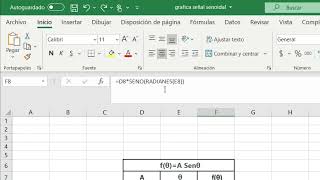 Gráfica de una señal sinusoidal en Excel [upl. by Eladnor]