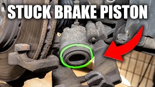 How to remove a stuck brake caliper piston EASY FIX [upl. by Ynafetse585]