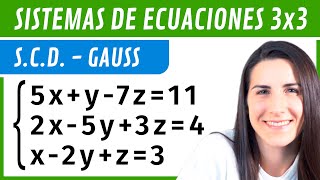 SISTEMAS de Ecuaciones 3x3 SCD ✅ Método de GAUSS [upl. by Berghoff]